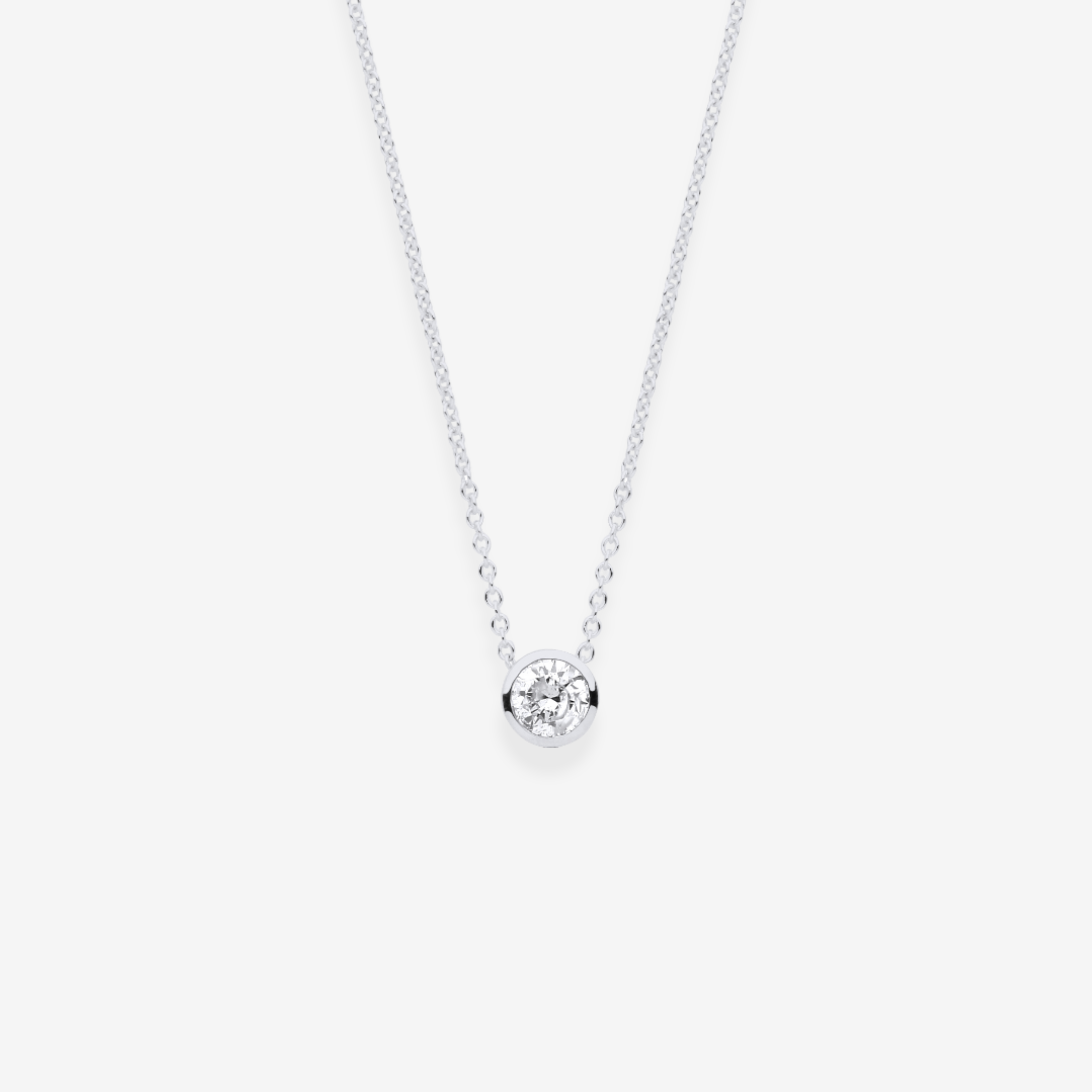 Single Diamond White Gold Necklace