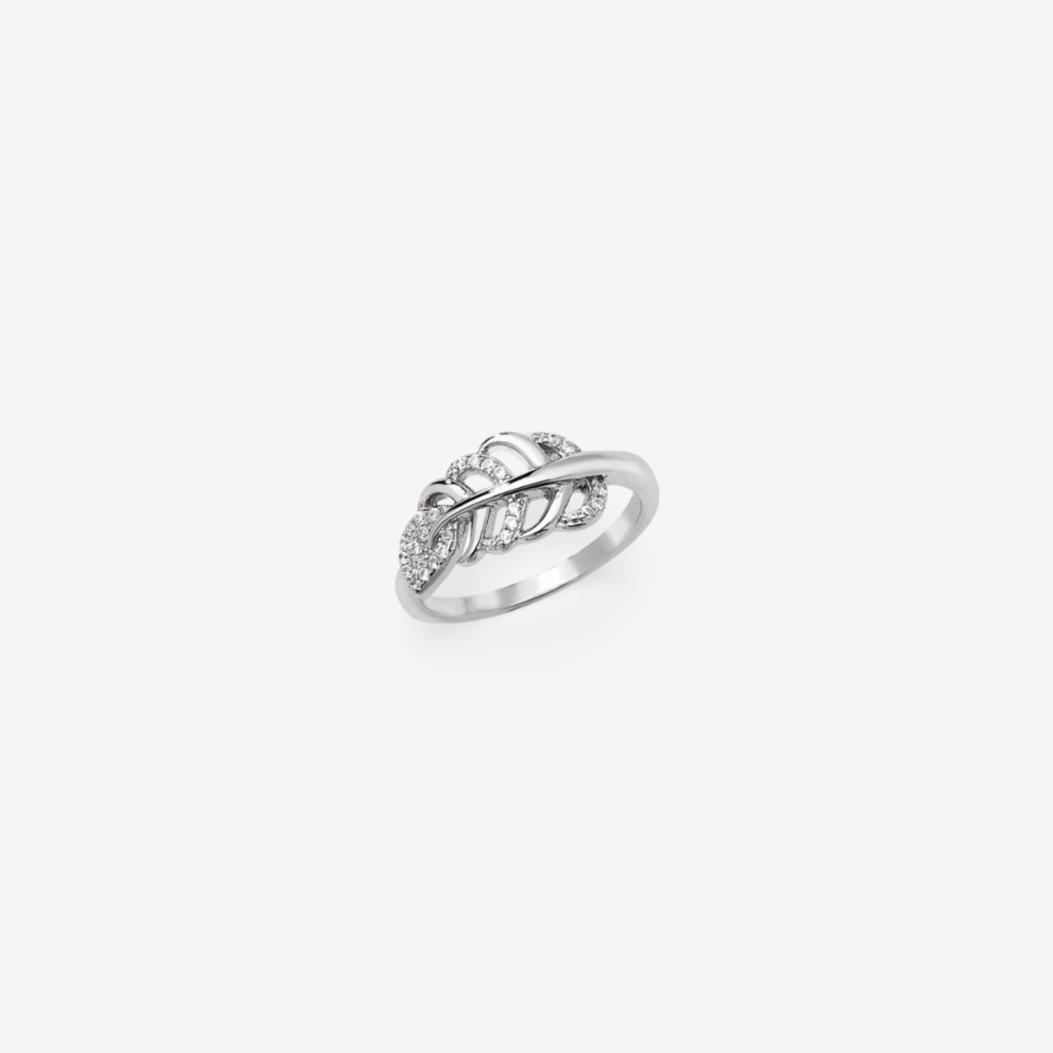 Silver Leaf Sparkle Ring
